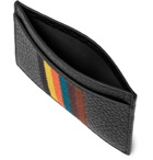 Paul Smith - Embroidered Striped Full-Grain Leather Cardholder - Men - Black