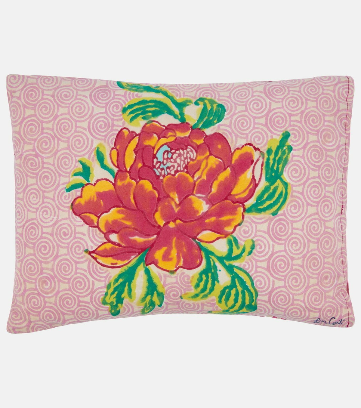 Lisa Corti Camelia Magenta rectangular cotton cushion