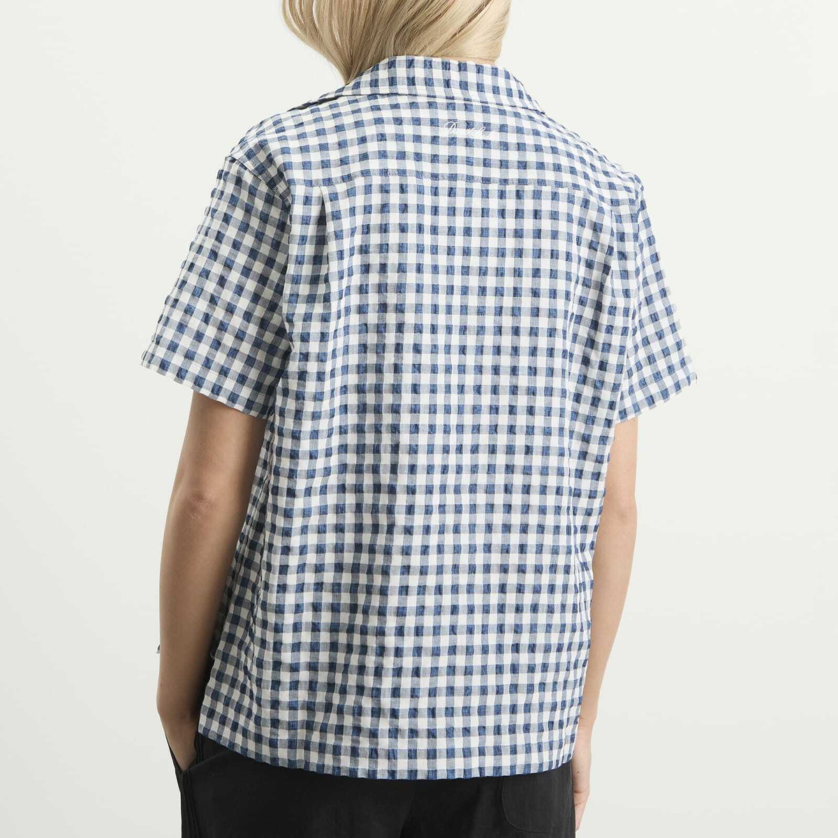 DUNST Women's Holiday Checked Shirt in Navy Check