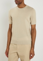 Boss Umauro Fine-knit Wool T-shirt Beige