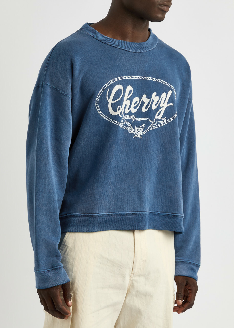 Cherry Los Angeles Logo-embroidered Cotton Sweatshirt Navy