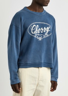 Cherry Los Angeles Logo-embroidered Cotton Sweatshirt Navy