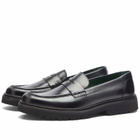 VINNY'S Men's Richee Lug Sole Penny Loafer in Black Crust Leather