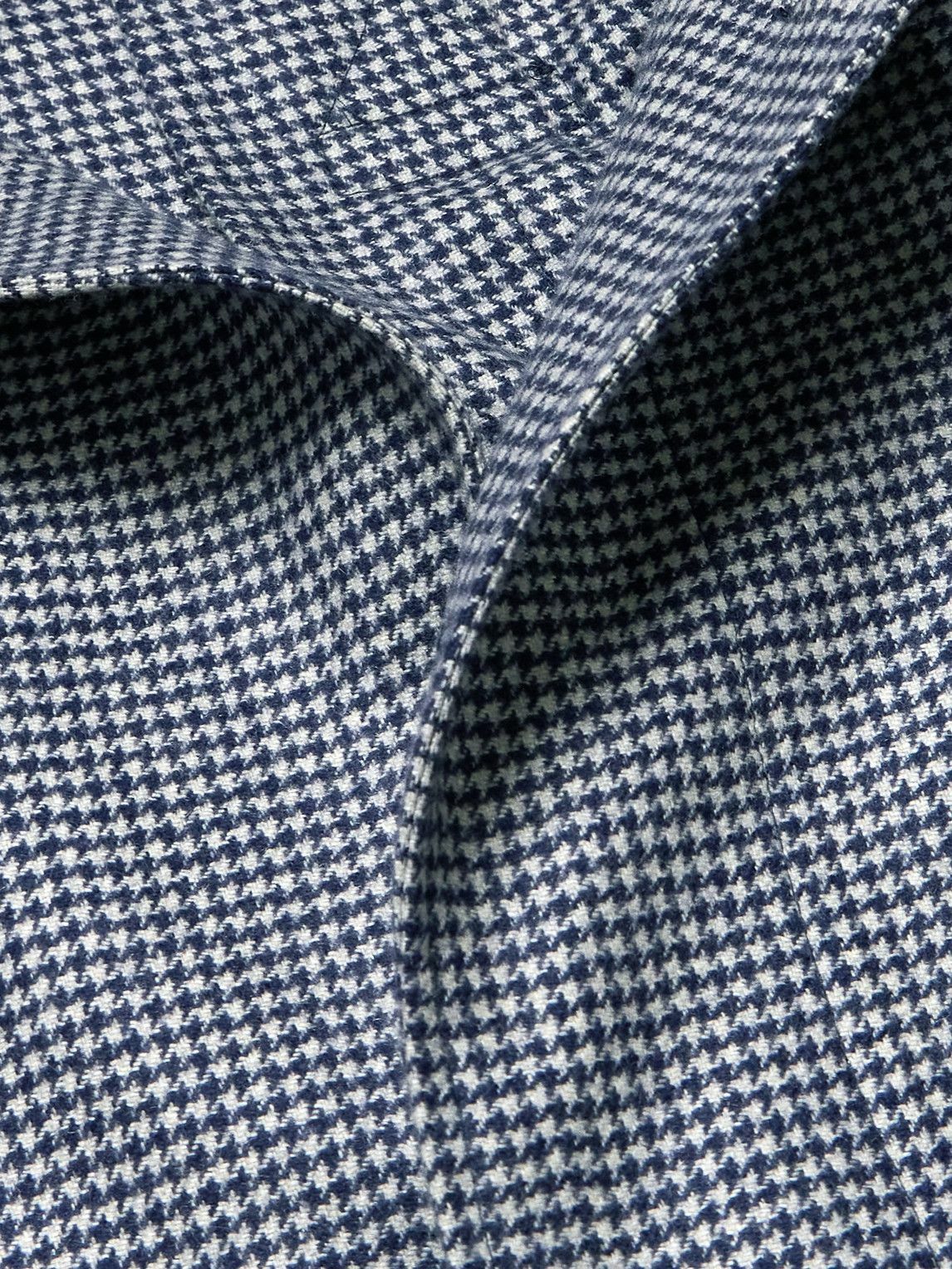 Dunhill - Belted Houndstooth Cashmere Coat - Blue