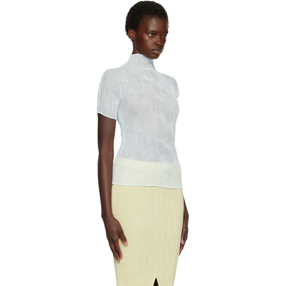 ISSEY MIYAKE Blue Chiffon Twist 1 Top