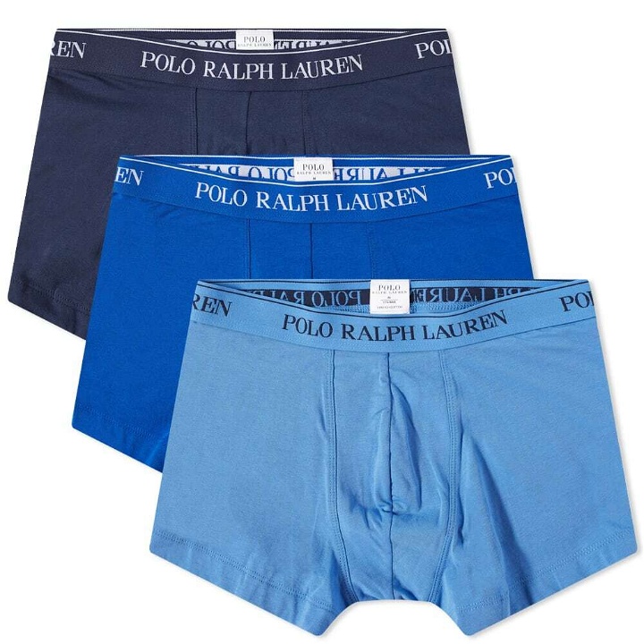 Photo: Polo Ralph Lauren Men's Cotton Trunk - 3 Pack in Navy/Sapphire Star/Blue