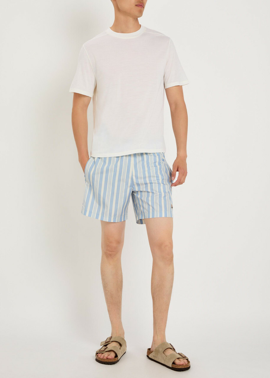 Moncler Striped Nylon Swim Shorts Blue