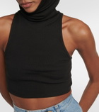 Alaïa Hooded cotton-blend crop top
