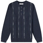 Wood Wood Men's Cooper Knit Long sleeve Polo Shirt in Navy