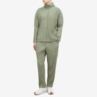 Homme Plissé Issey Miyake Men's Pleated Zip Jacket in Sage Green