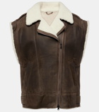 Brunello Cucinelli Shearling-lined leather vest