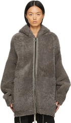 Rick Owens Reversible Black & Grey Shearling Peter Jacket