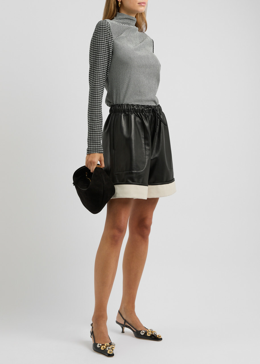 Stine Goya Patchwork Printed Smocked top Black And White