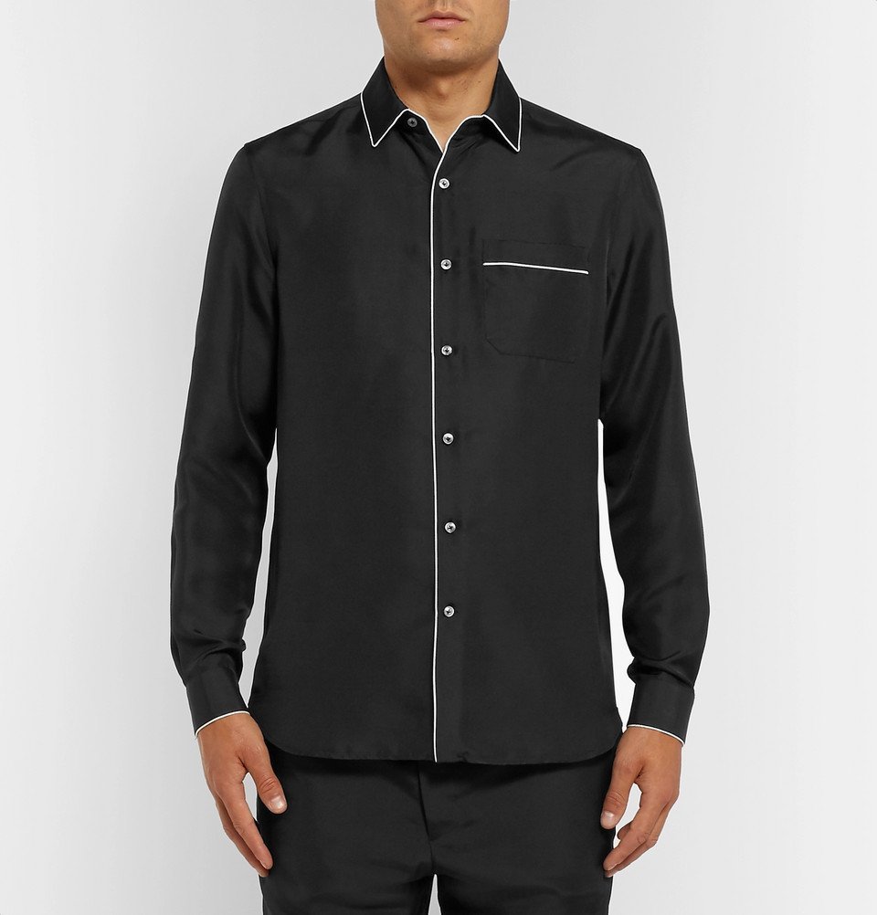 Valentino - Piped Silk Shirt - Men - Black Valentino