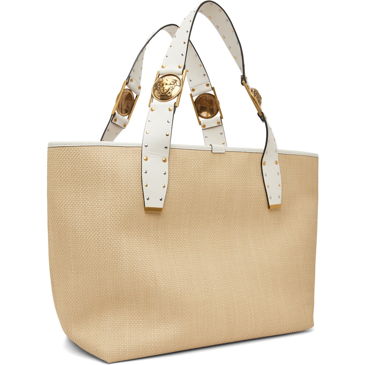 Versace Beige Rivière Large Raffia Tote