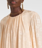 Chloé Gathered floral silk jacquard minidress