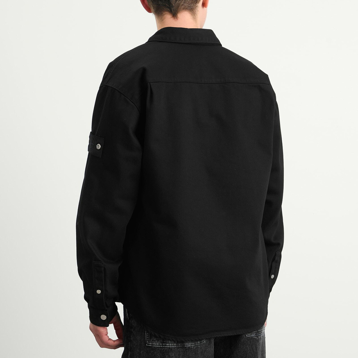 Stone Island Men's Bull Denim-TC Overshirt in Black Stone Island
