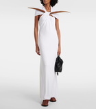 Loewe Feather-detail gathered maxi dress