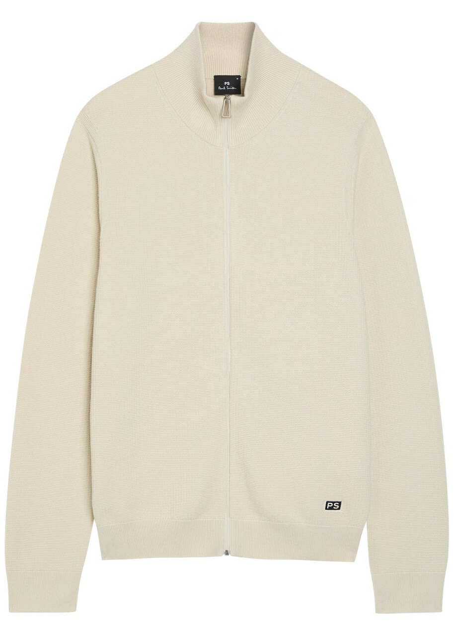 PS Paul Smith Waffle-knit Cotton Cardigan Ecru