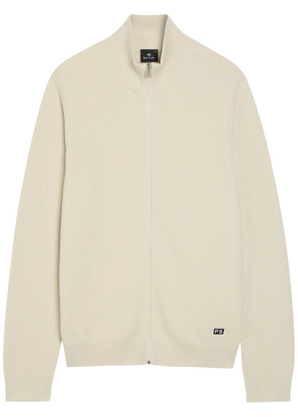 Photo: PS Paul Smith Waffle-knit Cotton Cardigan Ecru