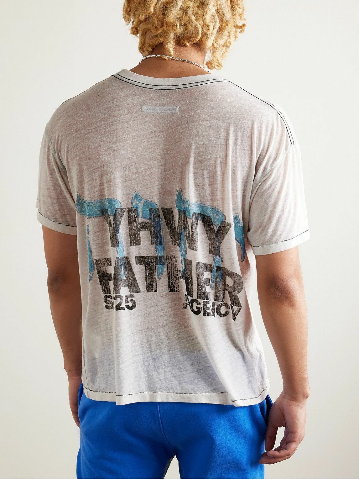 RRR123 - Leaders Logo-Print Stone-Washed Jersey T-Shirt - White