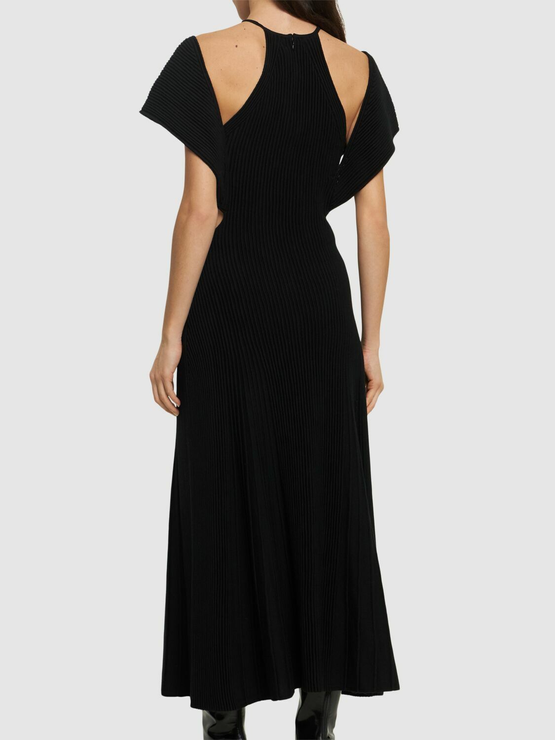 CHLO Wool Rib Knit Cut Out Long Dress Chloe