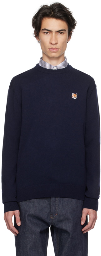 Photo: Maison Kitsuné Navy Fox Head Sweater