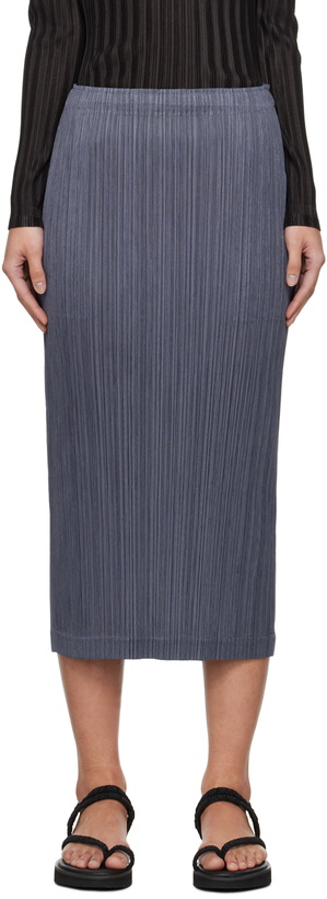 Photo: PLEATS PLEASE ISSEY MIYAKE Gray Thicker Bottoms 1 Midi Skirt