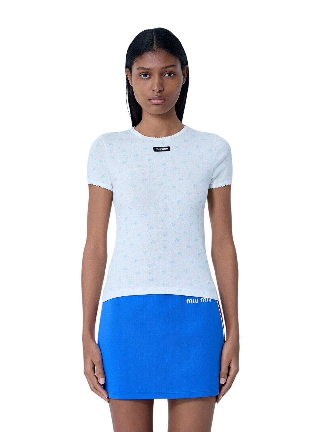 Miu Miu T Shirt Blue Womens Miu Miu