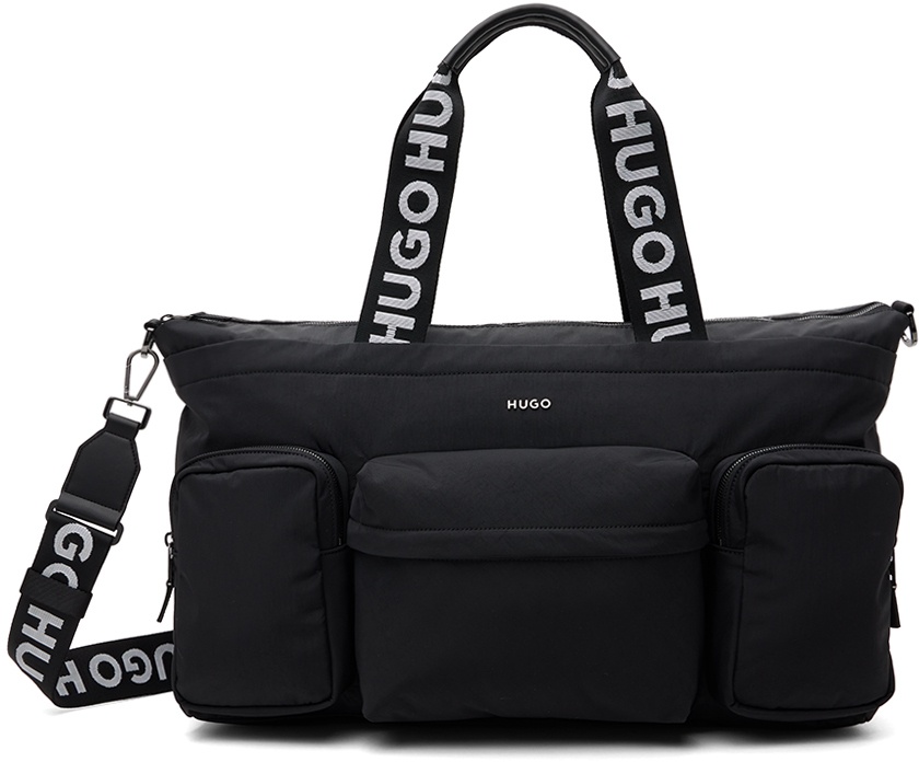 Hugo Black Logo Trim Holdall Duffle Bag Hugo Boss
