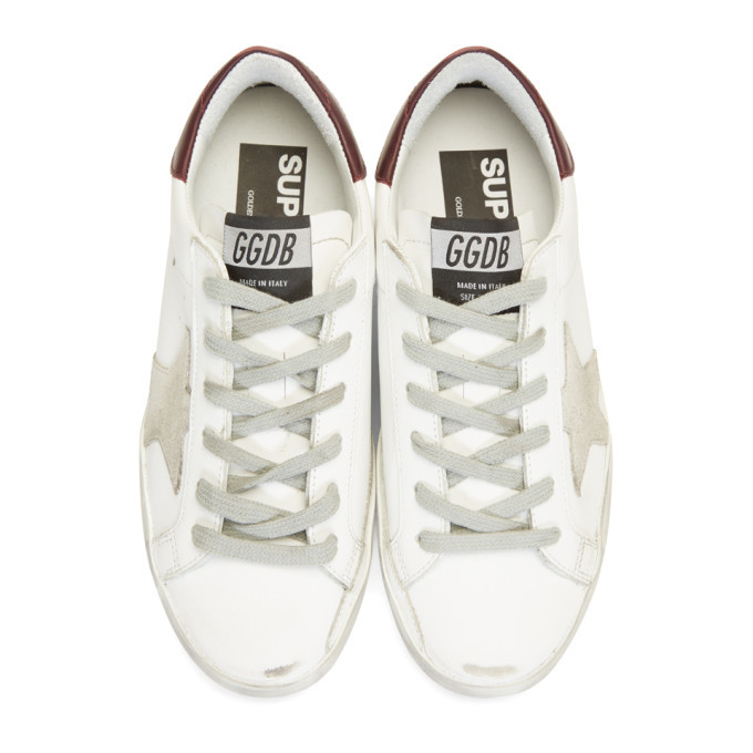 Golden Goose SSENSE Exclusive White and Burgundy Superstar