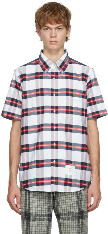 Photo: Thom Browne White & Red Tartan Check Short Sleeve Shirt