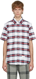 Thom Browne White & Red Tartan Check Short Sleeve Shirt
