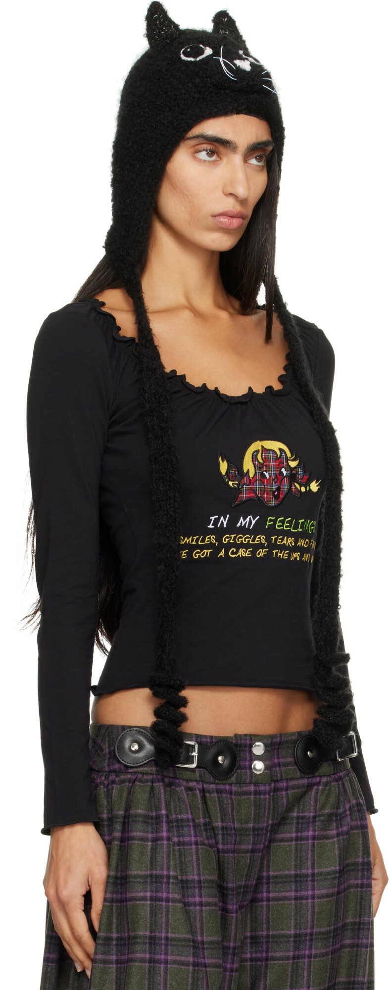 Chopova Lowena Black Kitty Knitted Bonnet