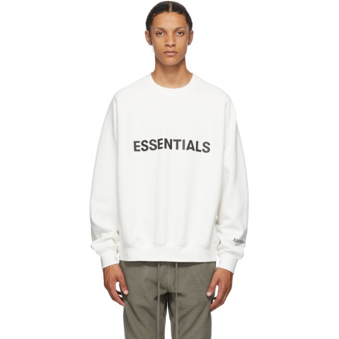Essentials White Crewneck Pullover Sweatshirt Essentials