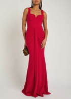 Rebecca Vallance Zarya Gathered Crepe Gown Red