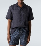 Brioni Printed linen bowling shirt