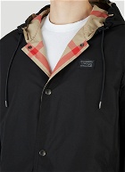 Reversible Check Hooded Jacket in Black