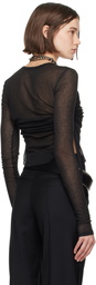 Ann Demeulemeester Black Oke Long Sleeve Cropped T-shirt