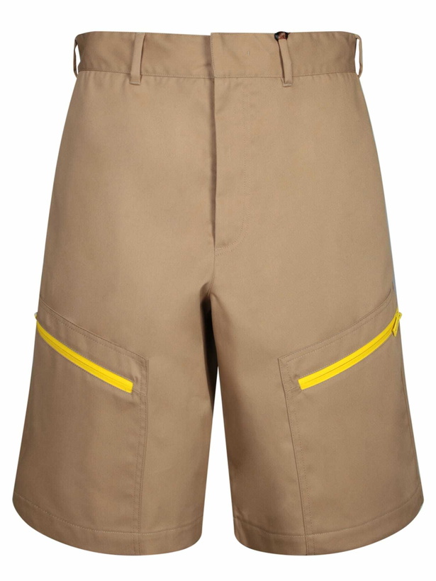 Photo: MSGM Loose Zip Beige Bermuda Shorts