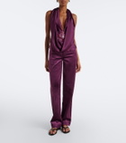 Christopher Esber Cesura lace-trimmed halterneck silk top