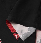 FLAGSTUFF - Kaneko Tomiyuki Camp-Collar Printed Matte-Satin Shirt - Black