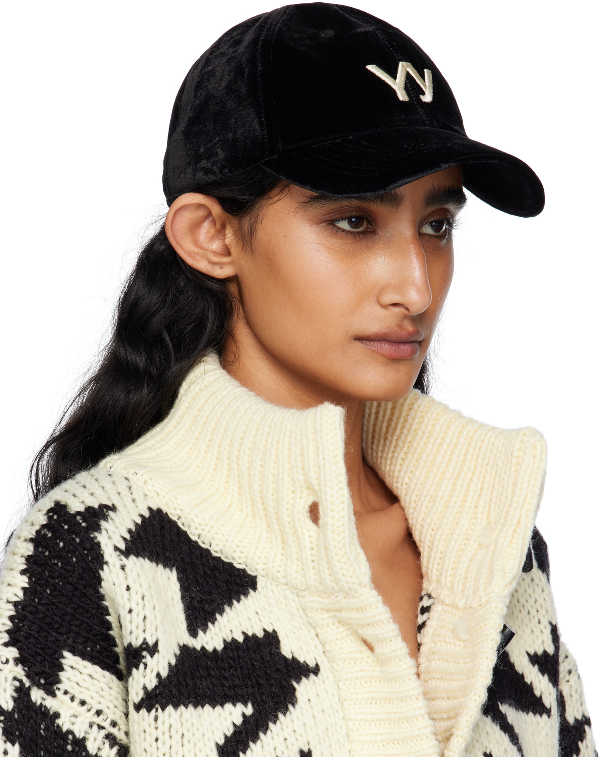 OPEN YY Black 'Yy' Velvet Ball Cap