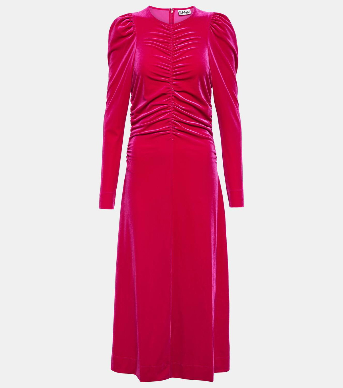 Ganni Gathered velvet maxi dress GANNI