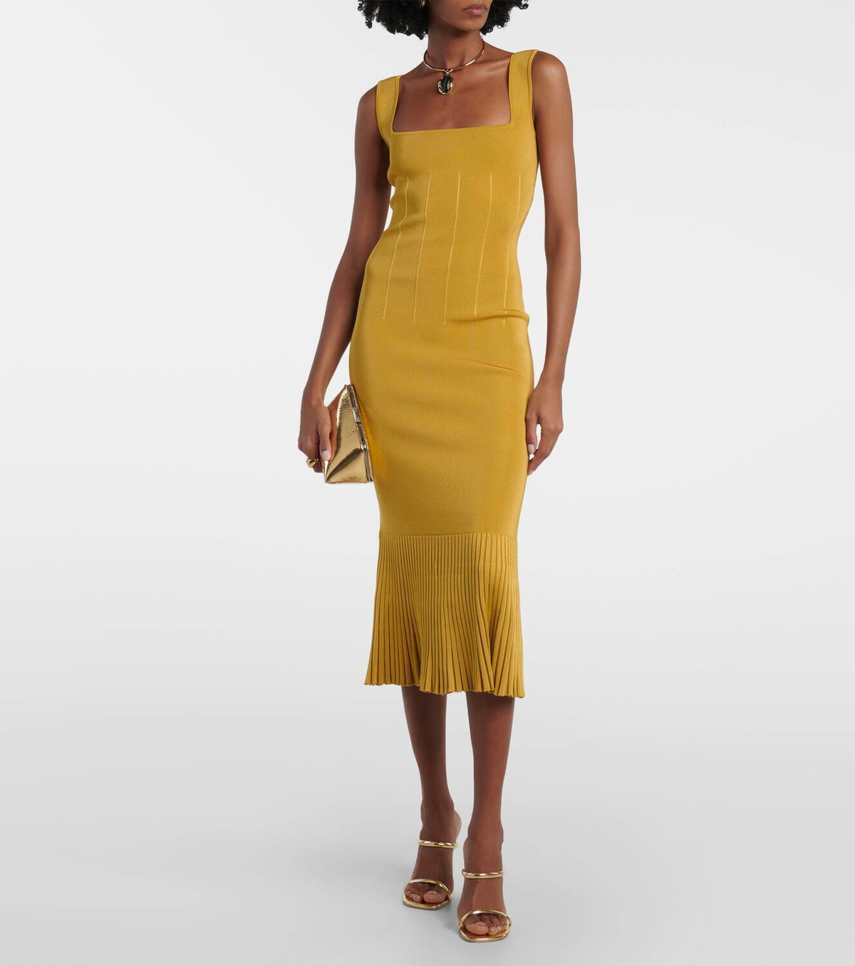 Galvan Atalanta ribbed-knit midi dress Galvan