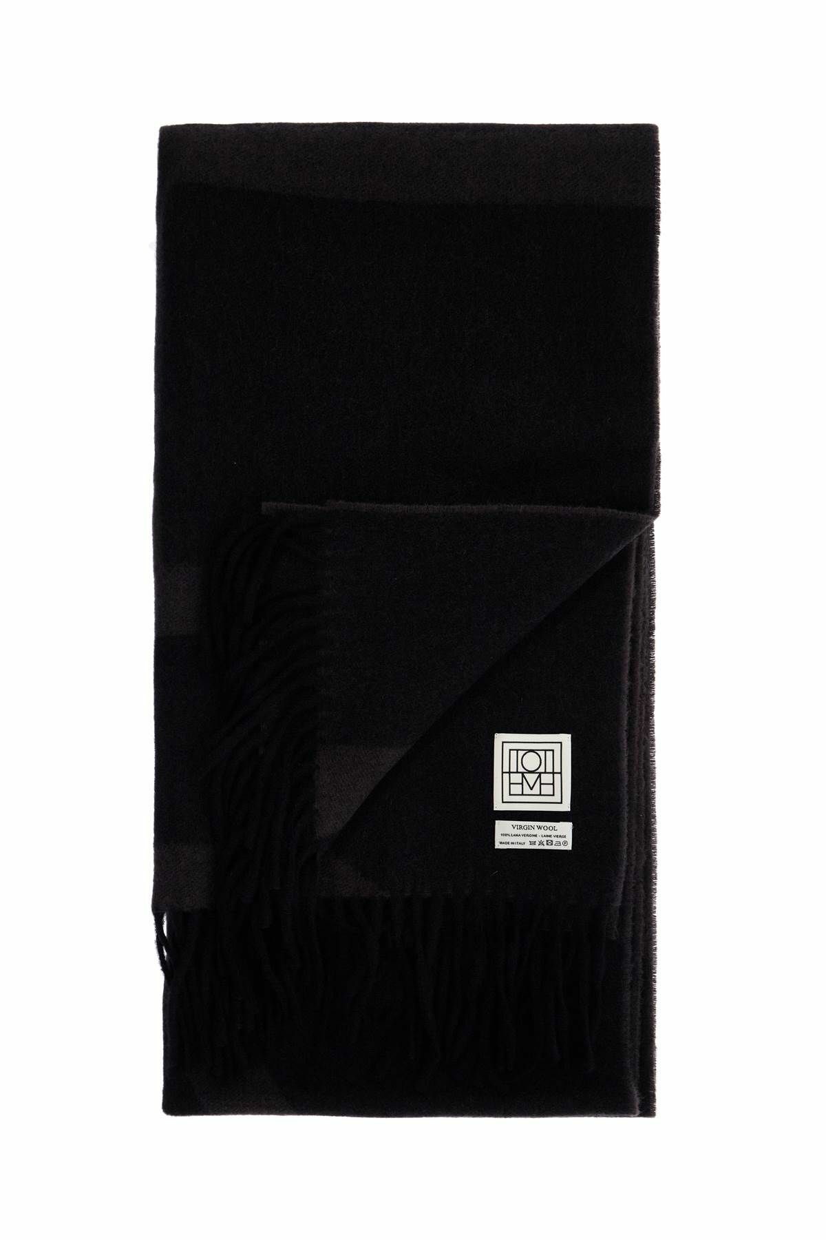 TOTEME charcoal grey monogram jacquard wool scarf Grey Toteme