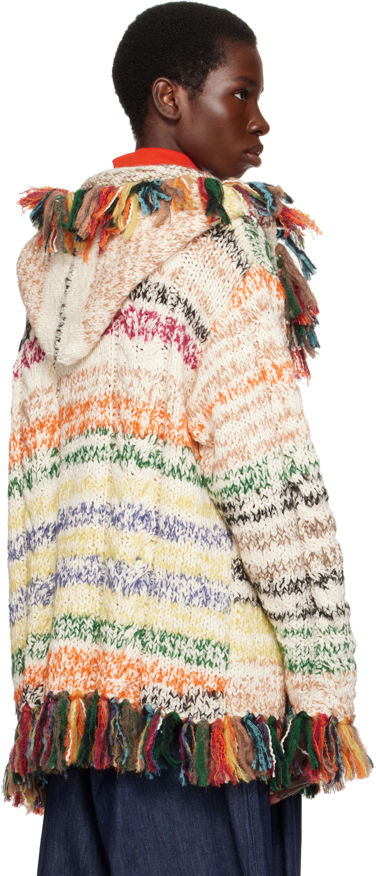 The Elder Statesman Multicolor Run Ragged Cardigan