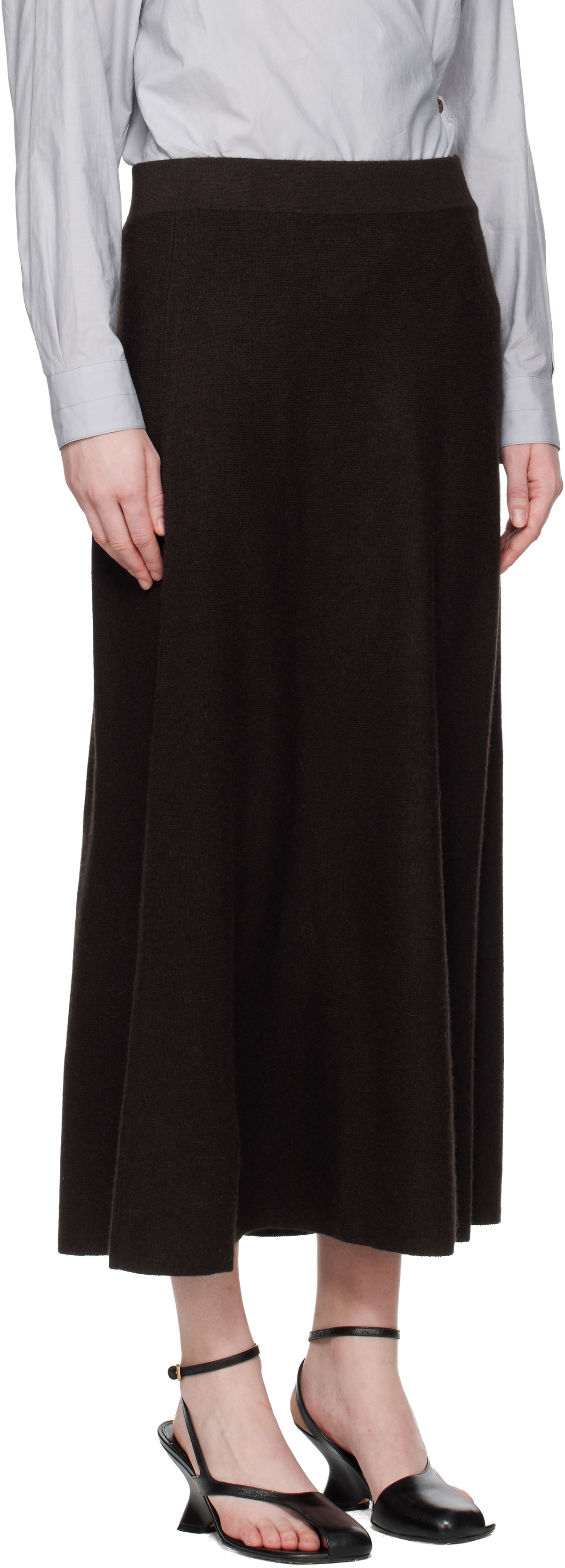 LISA YANG Brown Torie Midi Skirt