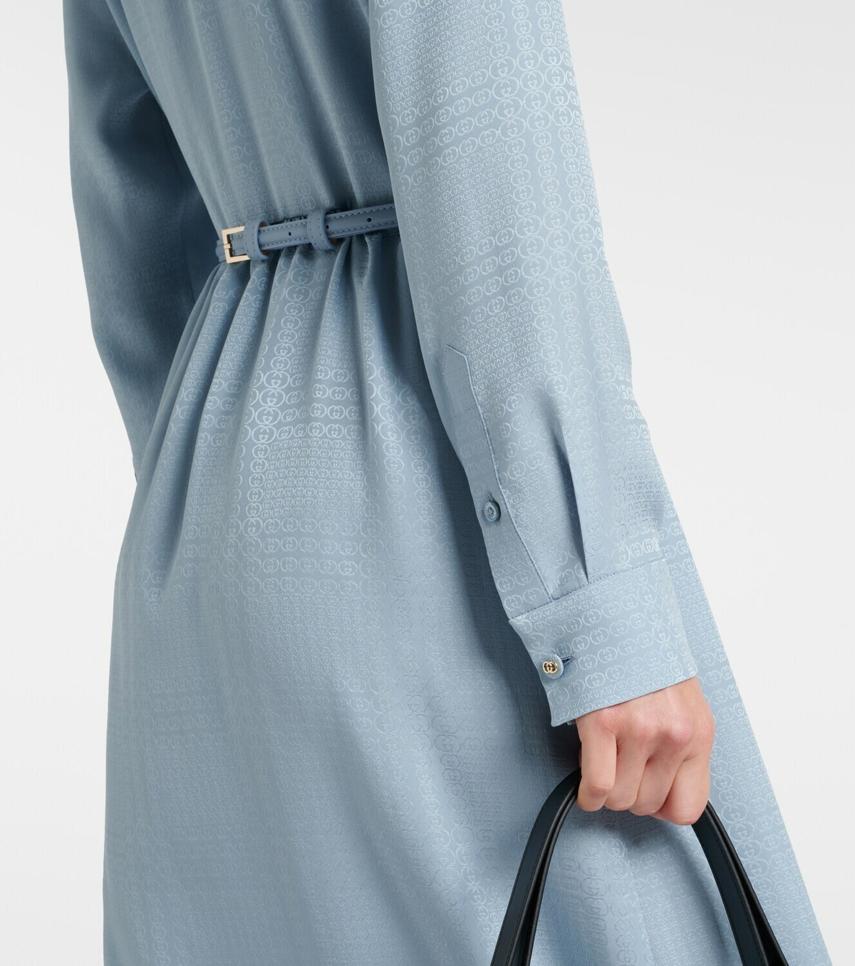 Gucci Interlocking G belted silk shirt dress