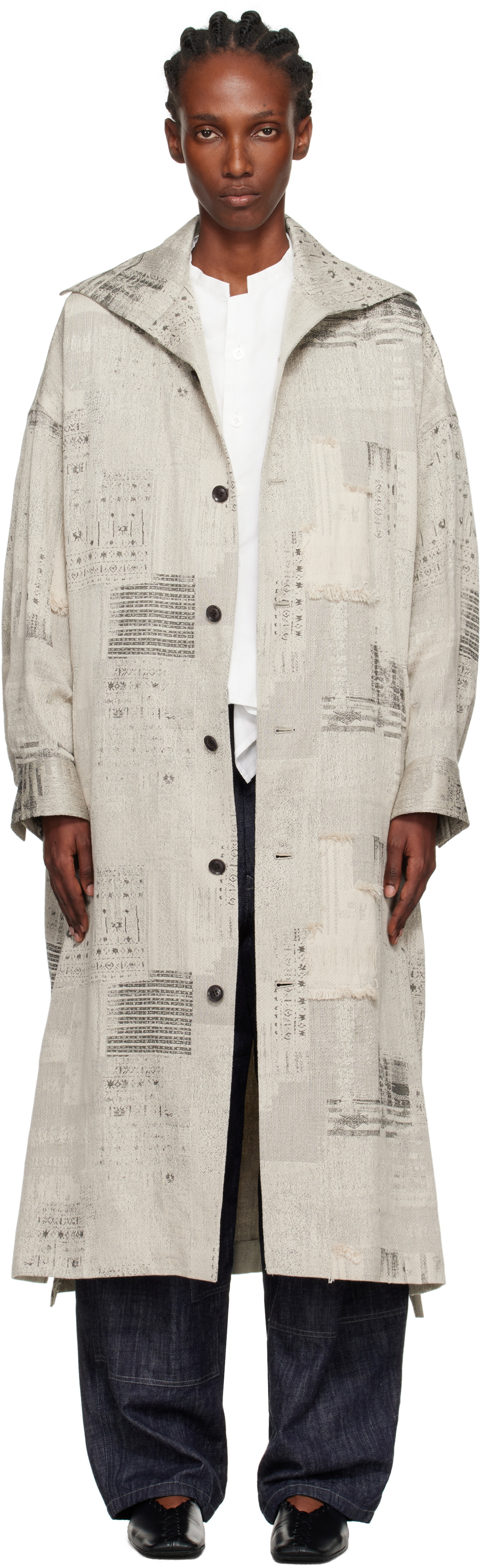 Y's Beige U-Stand D Big Coat